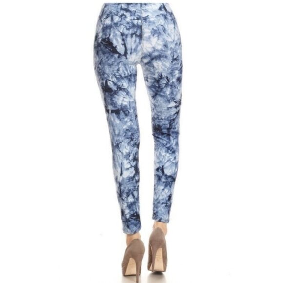 BLUE   White Frost Print Tye Dye Full Length Leggings Size 12-20 NWT - Picture 4 of 5